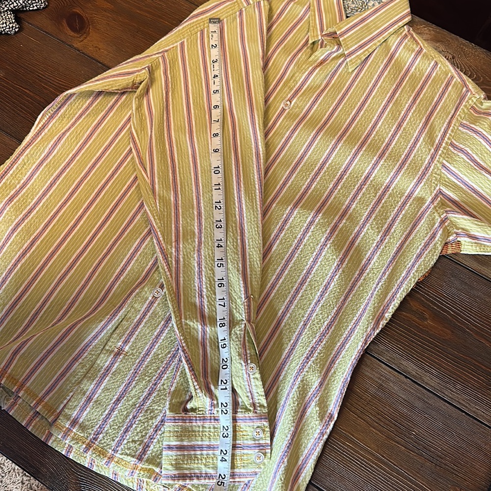 George Roth Los Angeles Spring Green with Multi Color Stripes Button Down - Picture 10 of 11